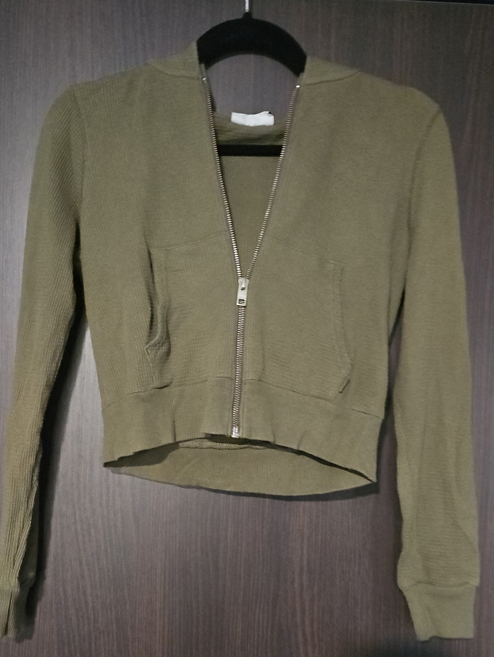 TNA Olive Ribbed Zip Hoodie